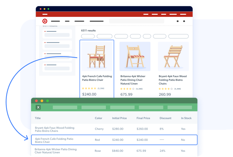 Exporting product data from Target