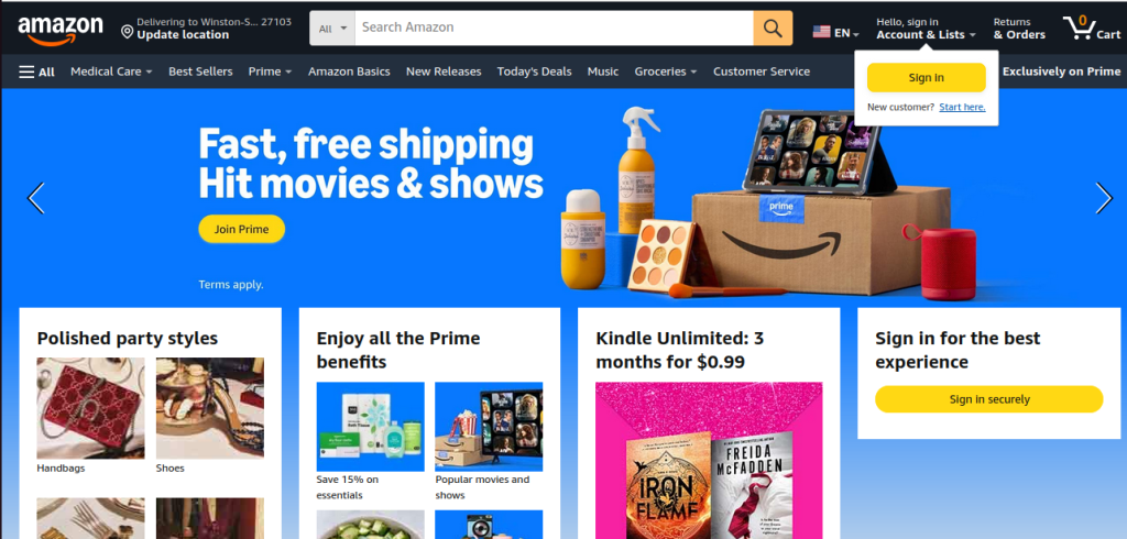 Amazon 主页截图