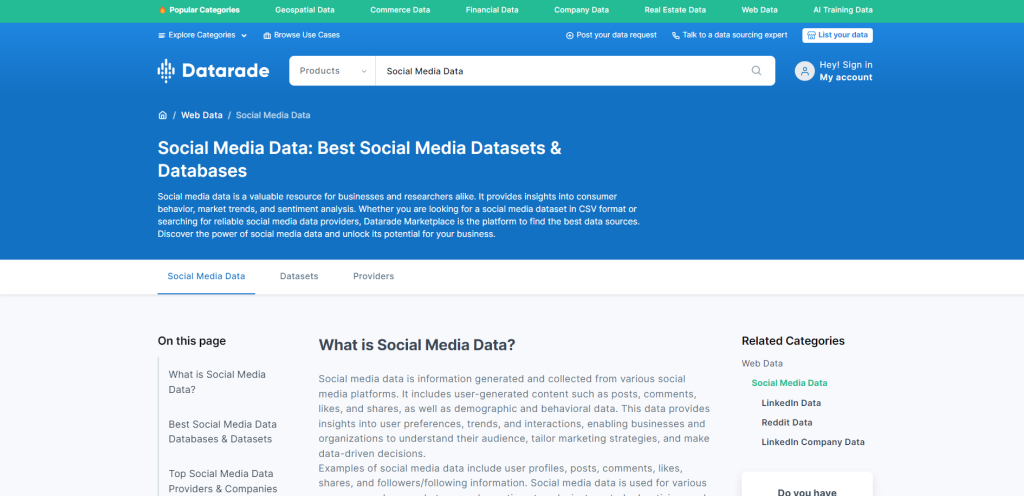 Datarade 的社交媒体数据集