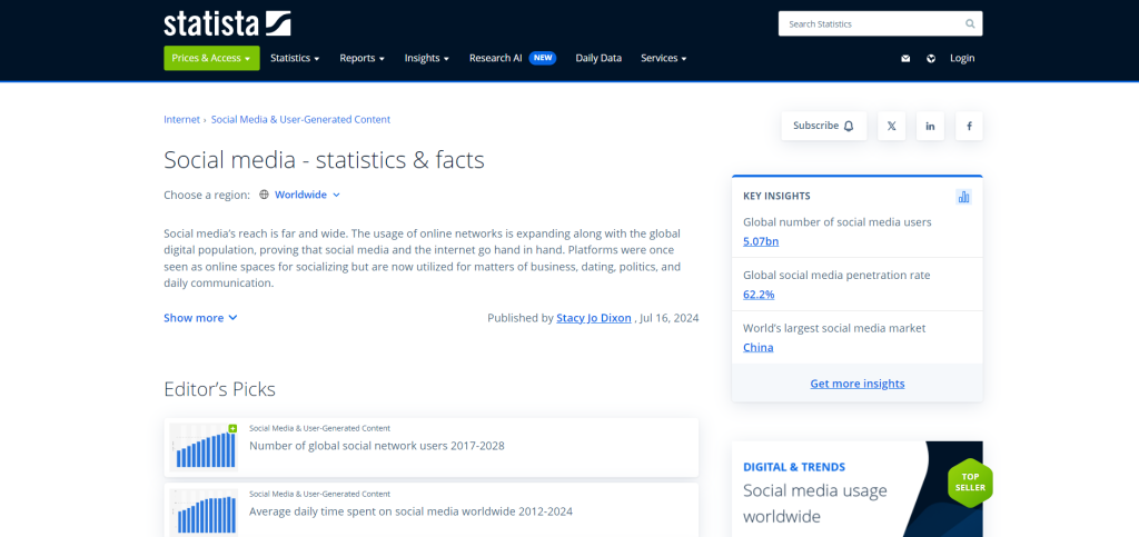 Statista 上的社交媒体统计