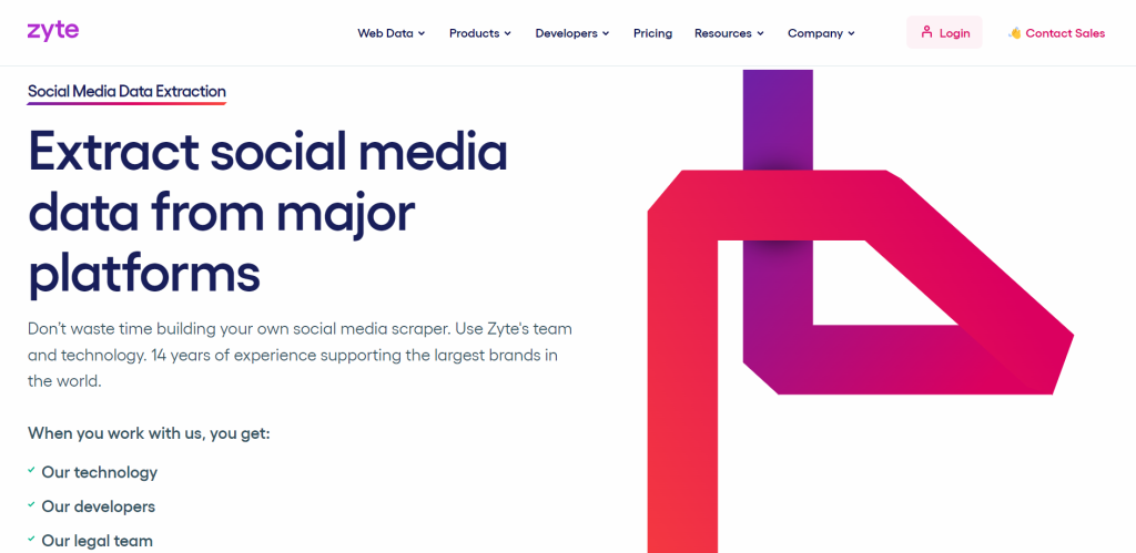 Zyte 的社交媒体数据提取页面