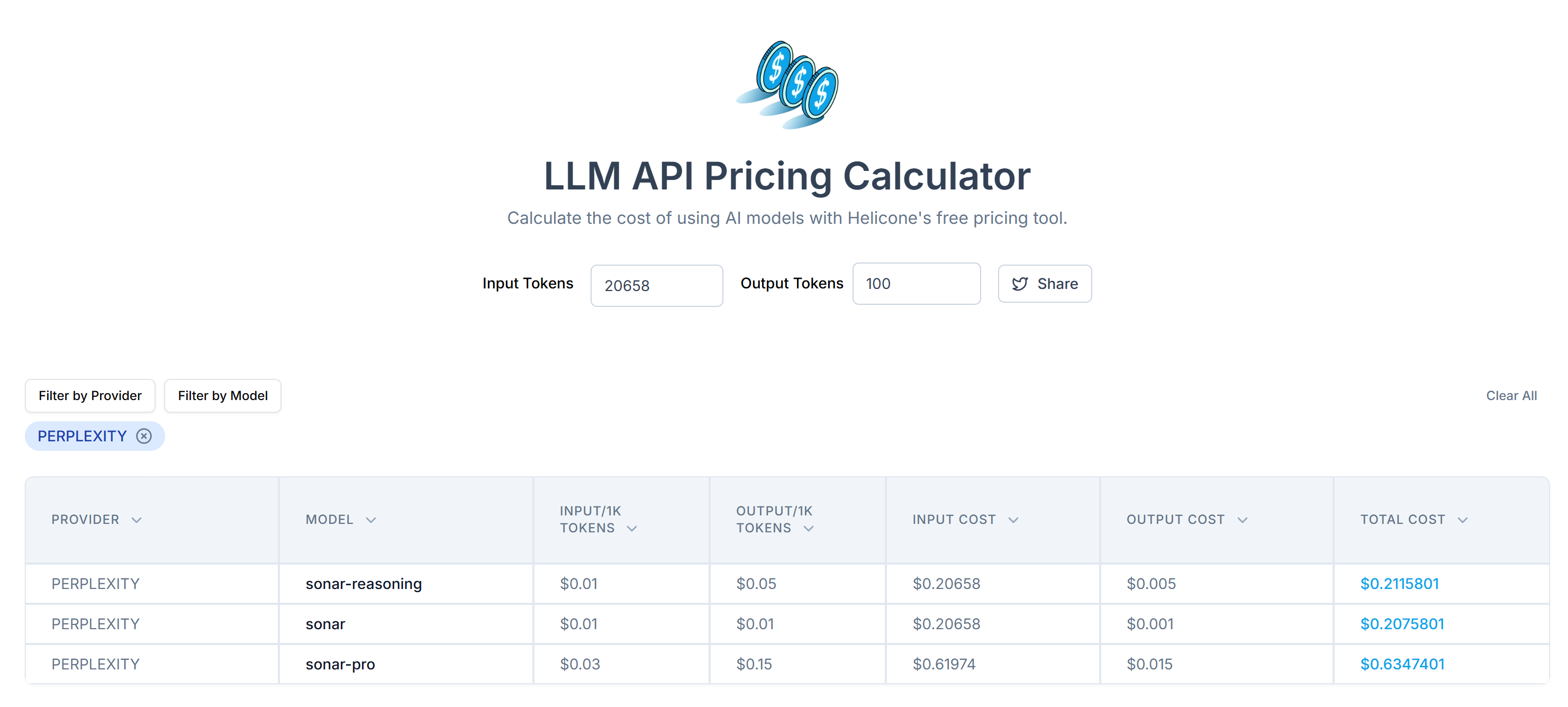 若直接使用原始 #main HTML 调用 Perplexity API 的费用预测