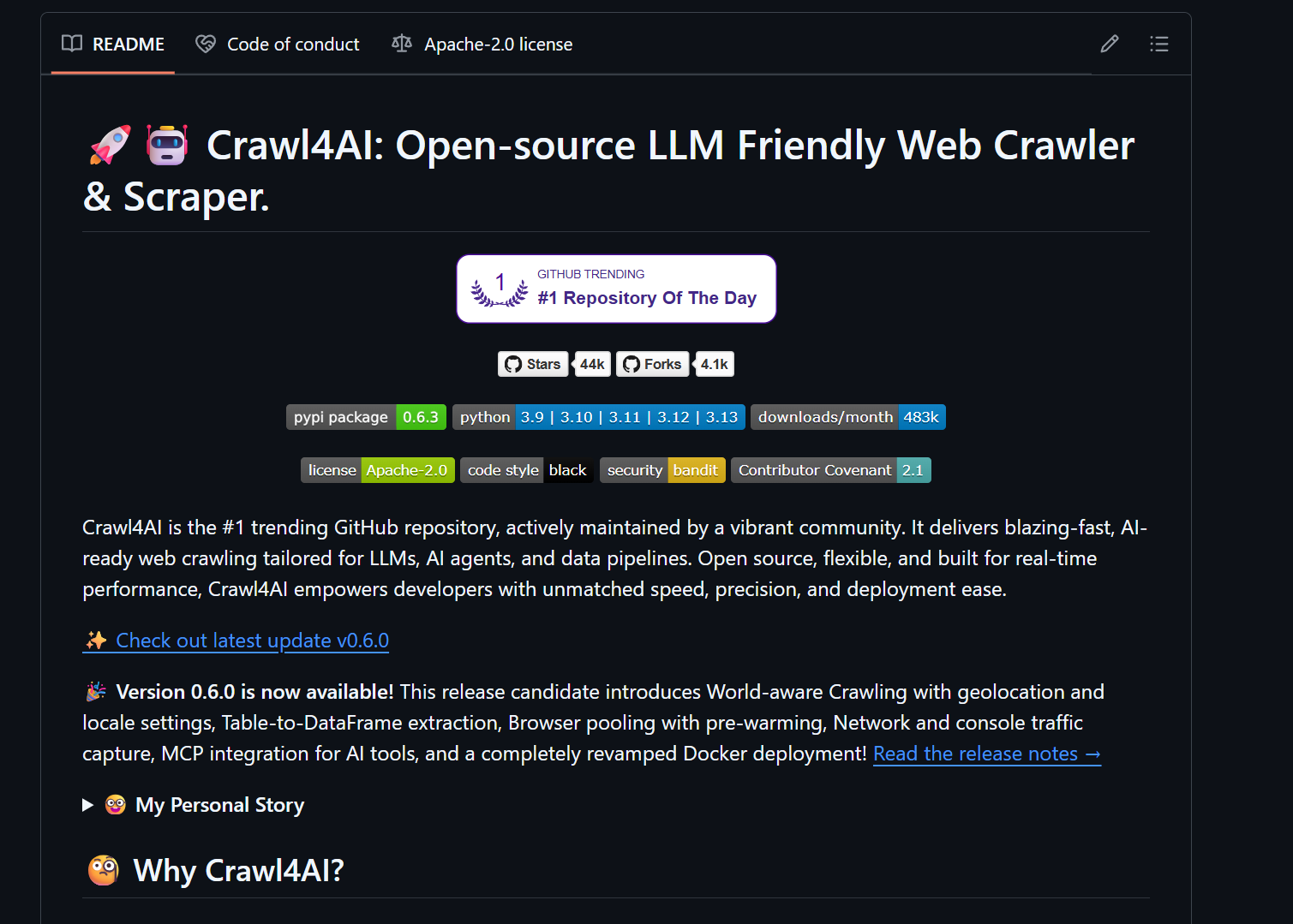 Crawl4AI GitHub 仓库
