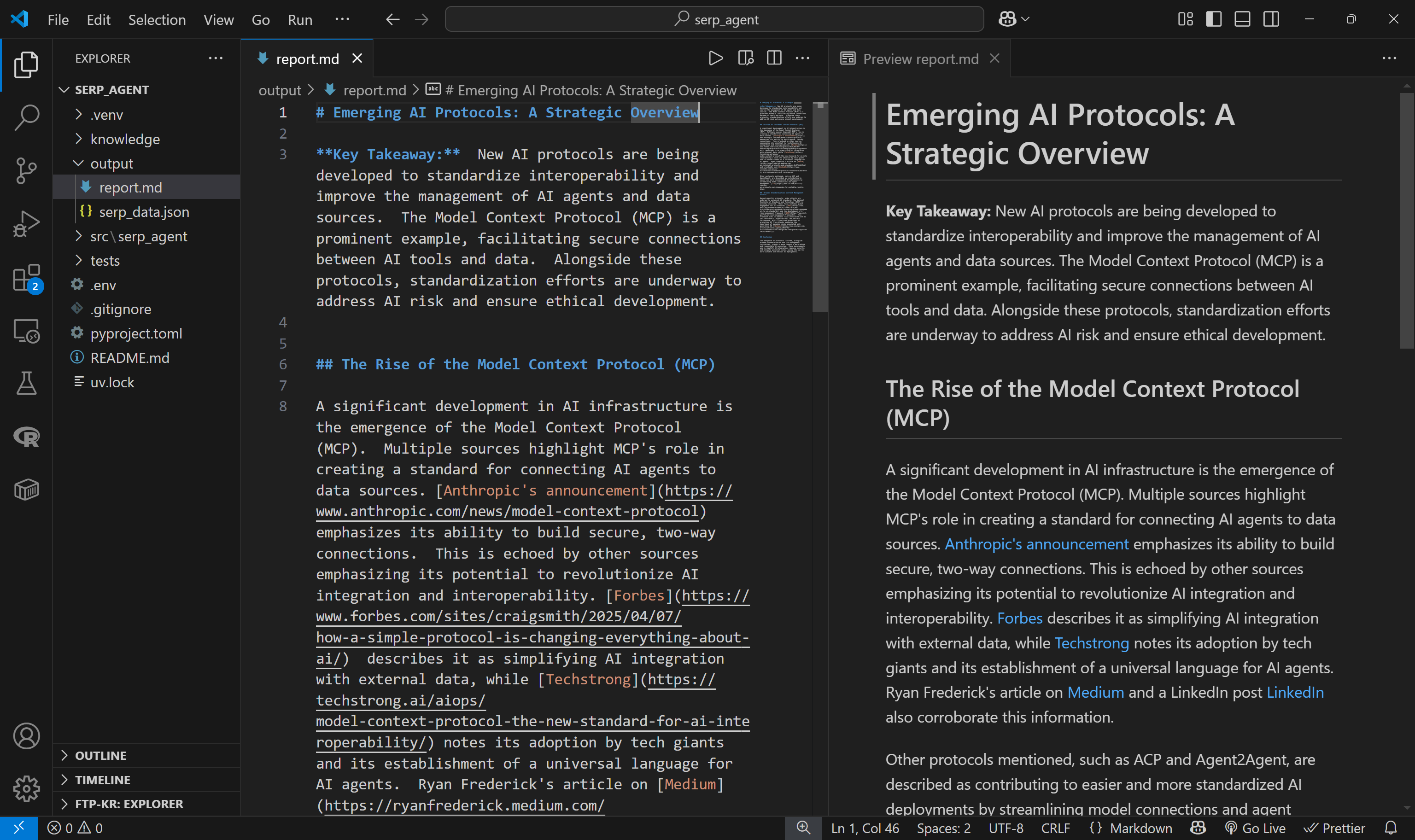 CrewAI 制作的最终 Markdown 报告