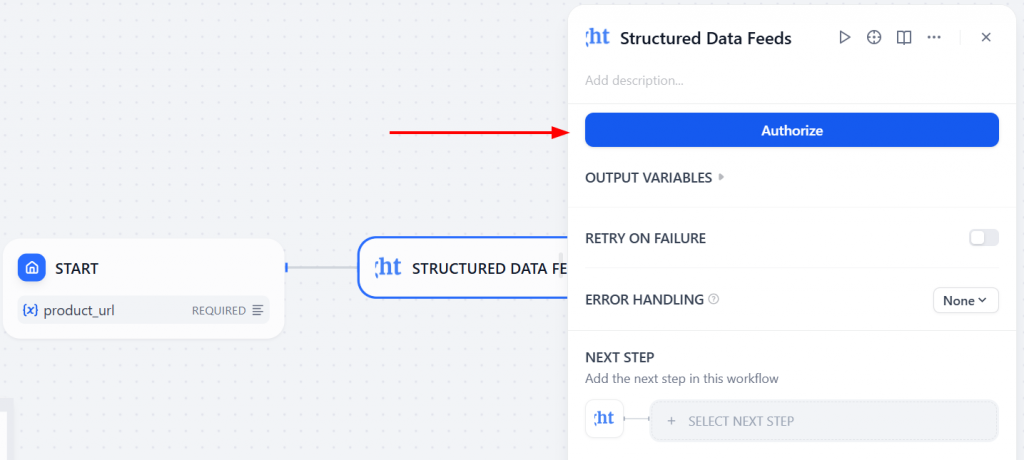 插入 Bright Data API 令牌