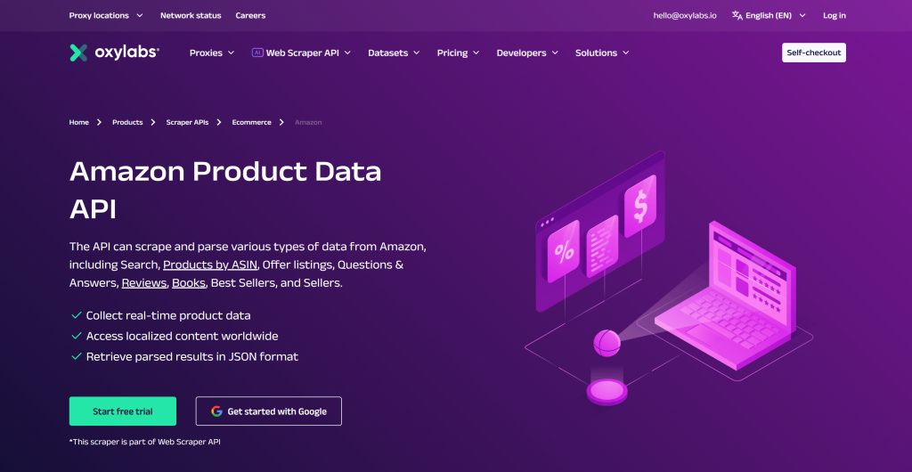 Oxylabs 的亚马逊产品数据 API