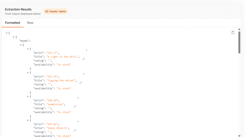 Firecrawl 提取：JSON 输出