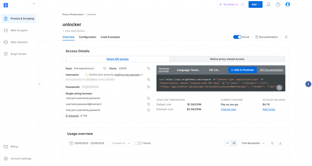 “unlocker” Web Unlocker API 区域页面