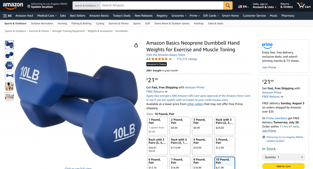 原始 Amazon 页面