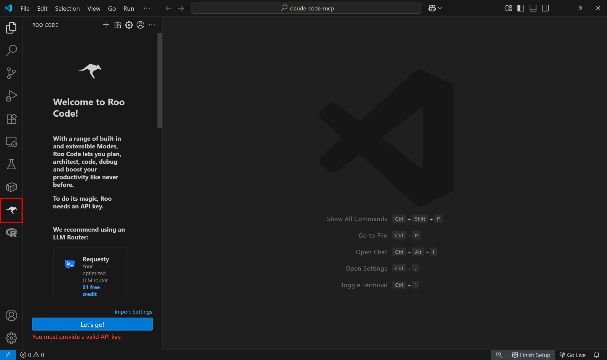 在 VS Code 中进入 Roo Code 扩展区