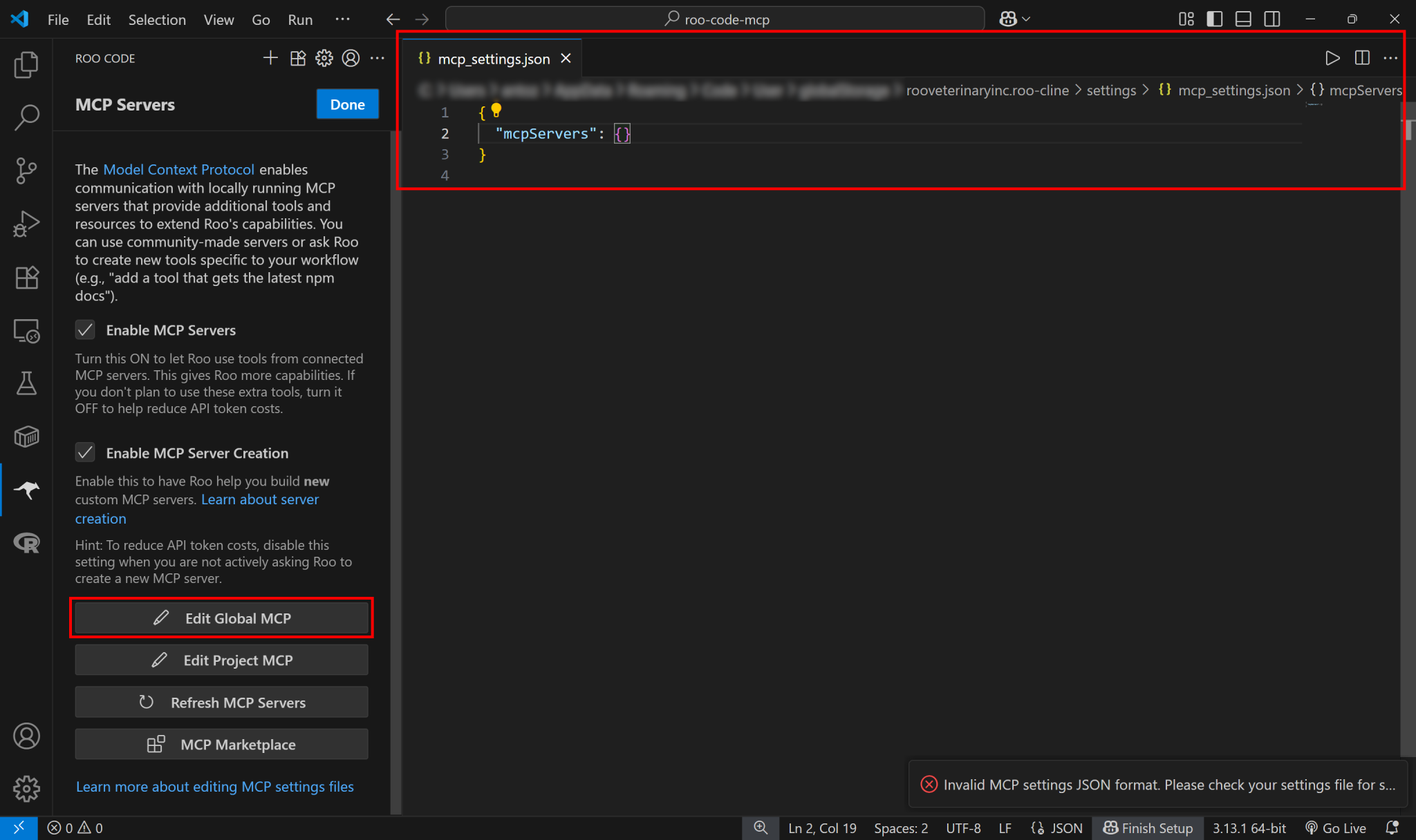 全局 mcp_settings.json 文件