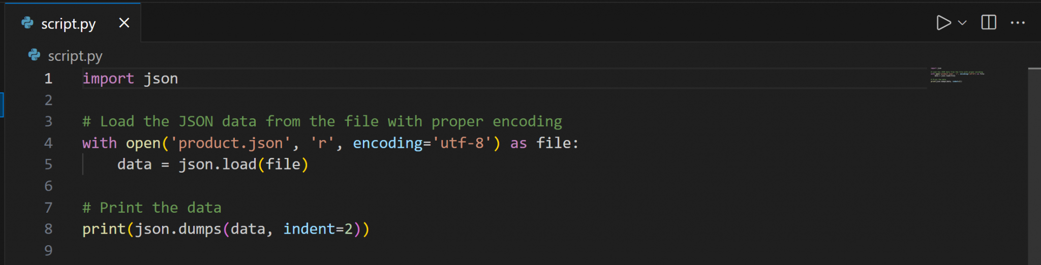 在 VS Code 中查看 script.py 文件