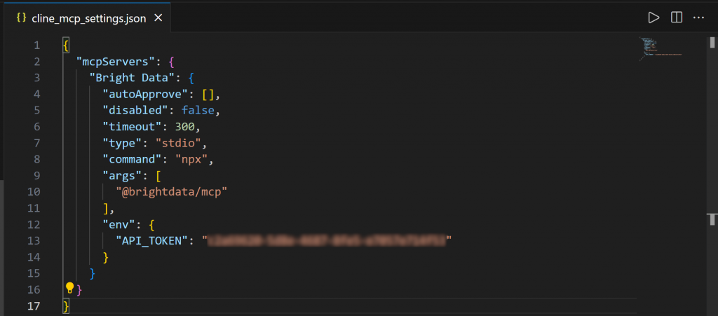 MCP 服务器连接的 JSON 配置