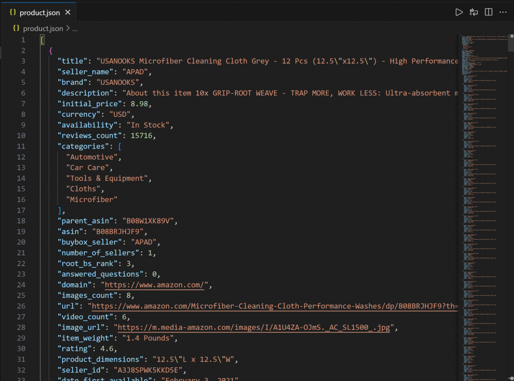 生成的 product.json 文件