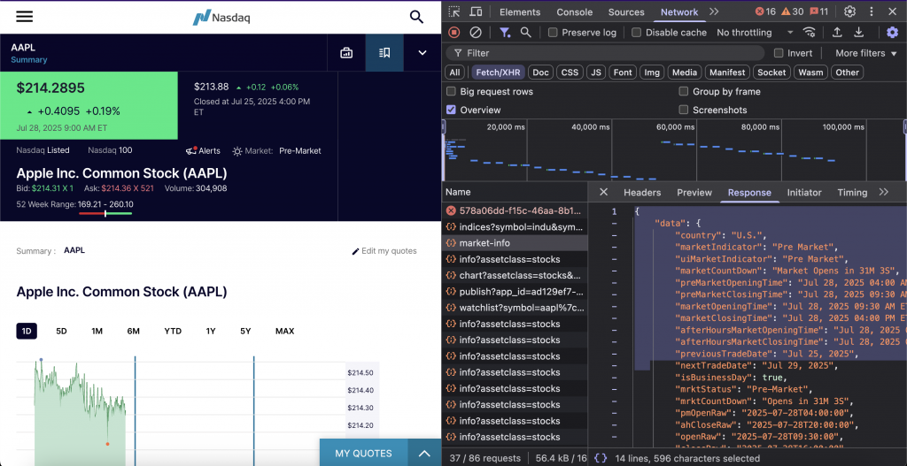 斯达克 JSON 数据