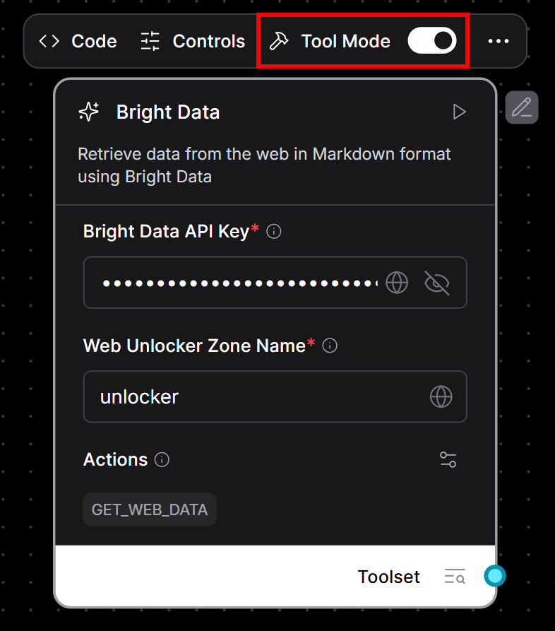 Bright Data 组件已设为 AI 工具