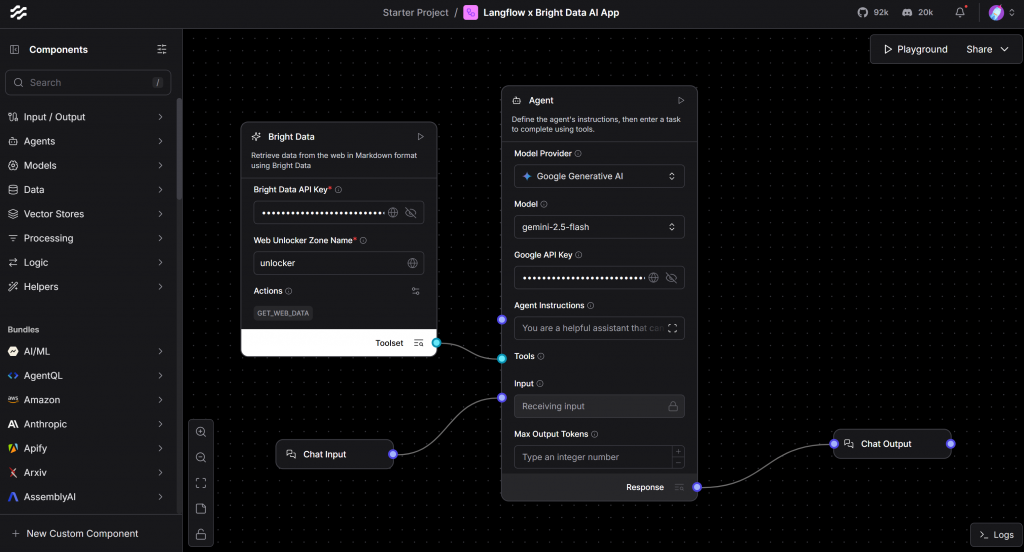 最终的 Langflow x Bright Data Flow
