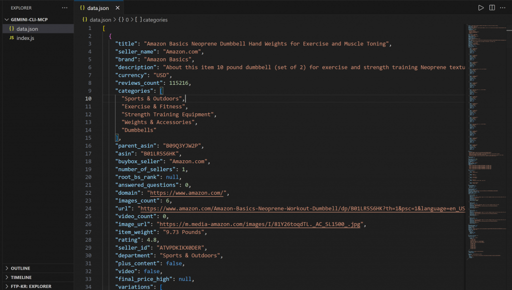 VS Code 中打开的 data.json