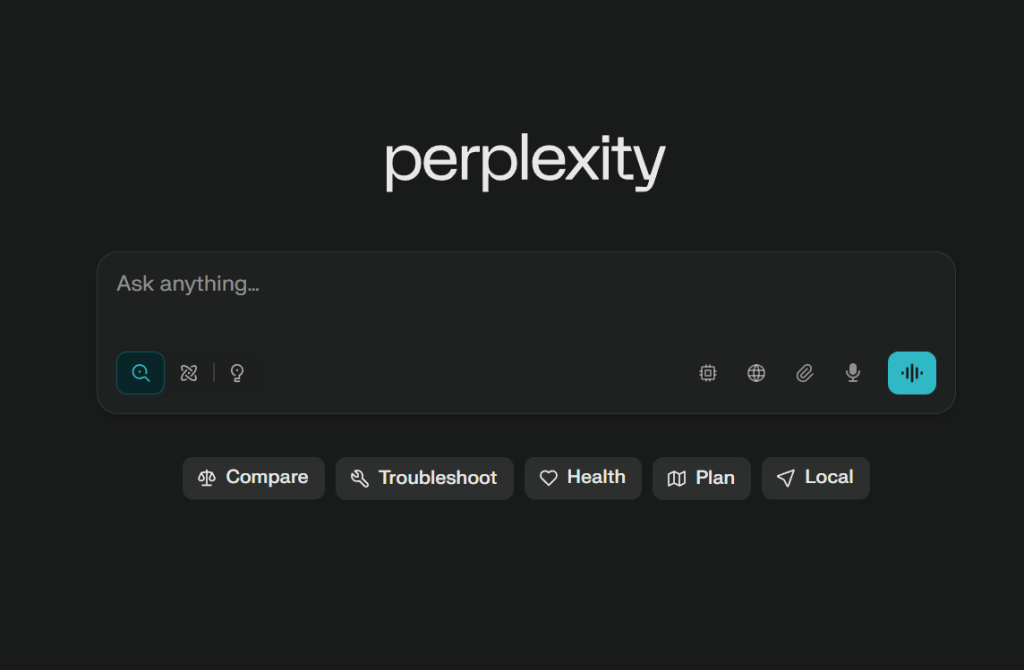 Perplexity chat interface