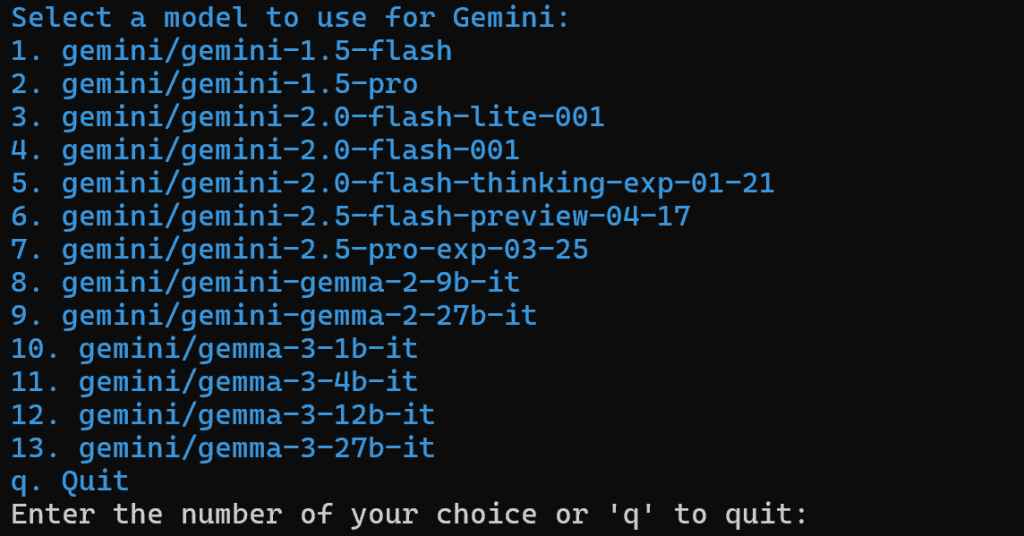 选择 Gemini 模型
