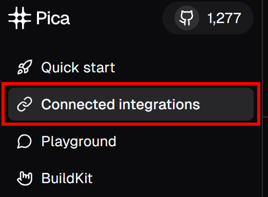 点击“Connected integrations”菜单项