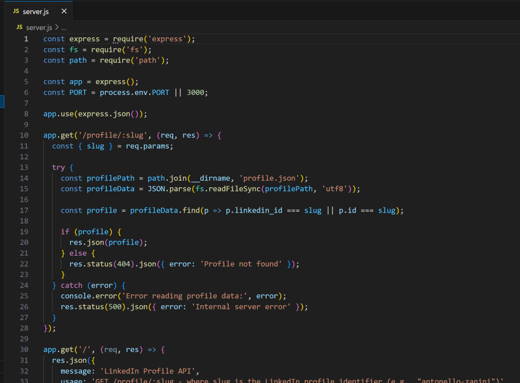 VS Code 中的 server.js