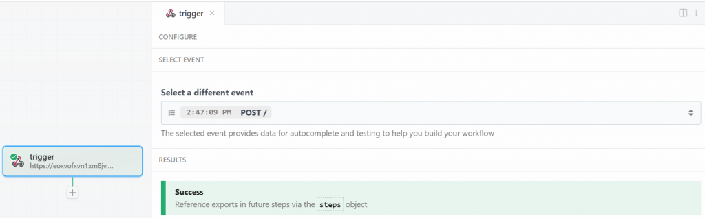 成功测试 Webhook 触发器