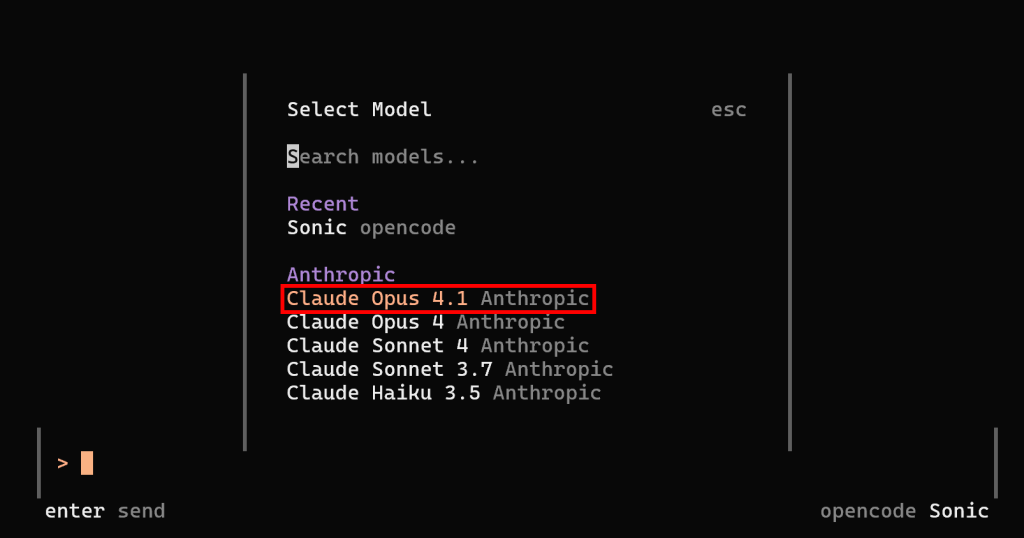 选择 “Claude Opus 4.1” 模型