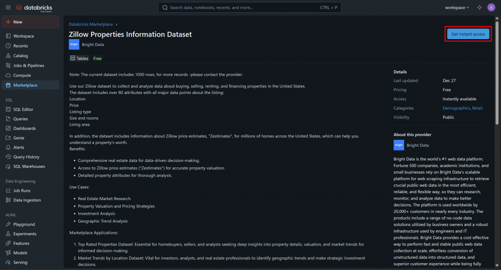 点击“Get instant access（立即获取访问权限）”按钮