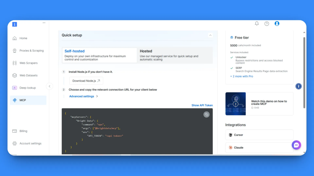 控制台中的 Web MCP 区域