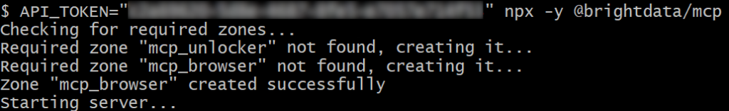 Bright Data Web MCP 启动日志
