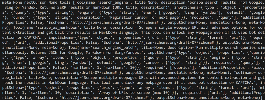 “print(tools)” 的输出