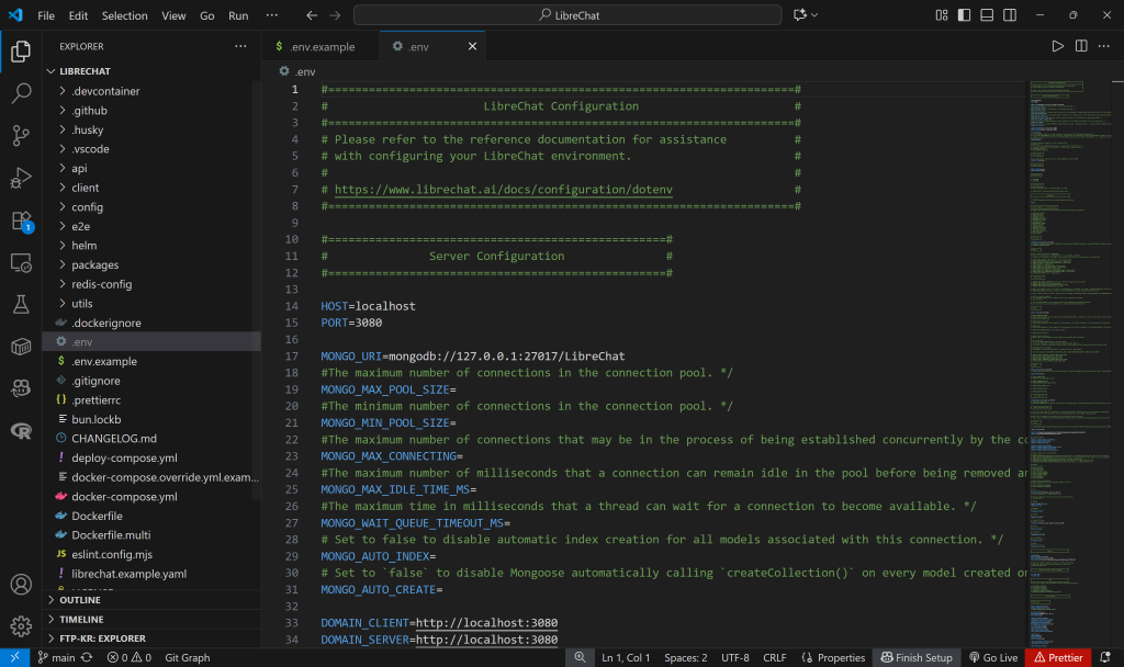 通过复制 .env.example 生成的 .env 文件