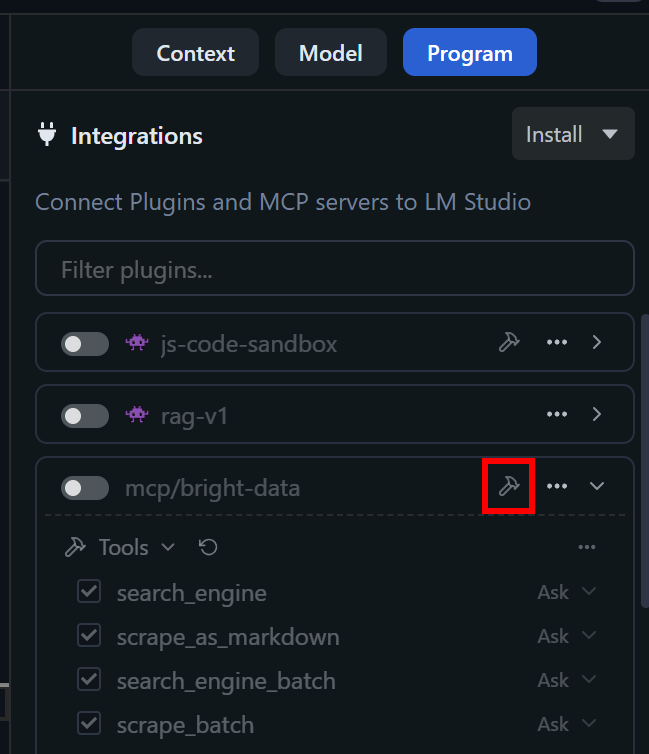 点击“View plugin's tools”按钮