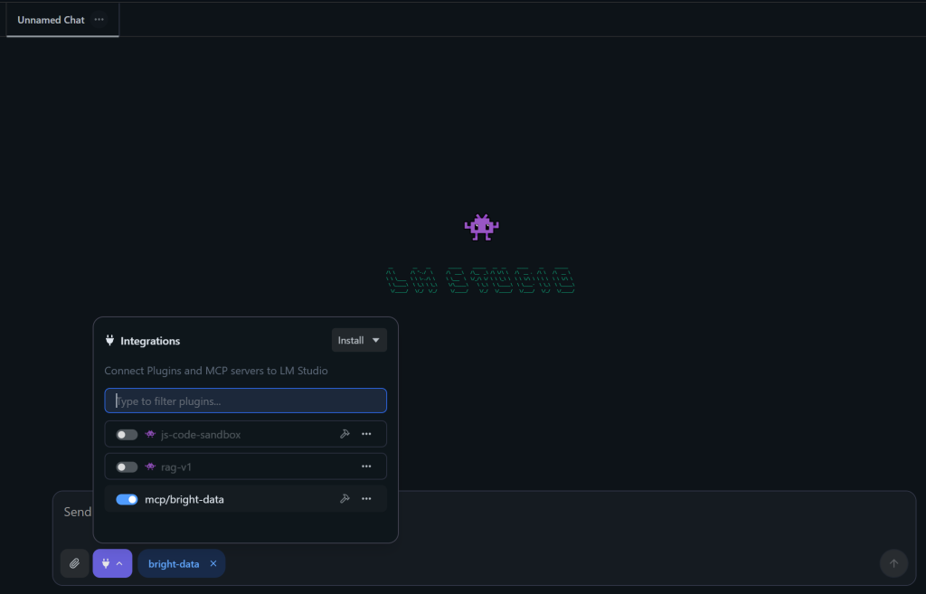 Bright Data 作为插件/MCP 服务器显示在列表中