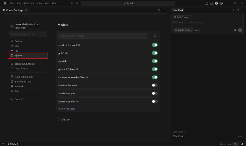 切换到 “Models” 选项卡