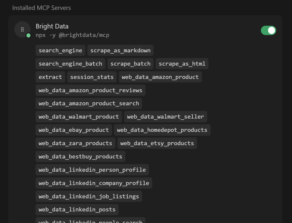 Web MCP 暴露并在 Cursor 中可用的工具
