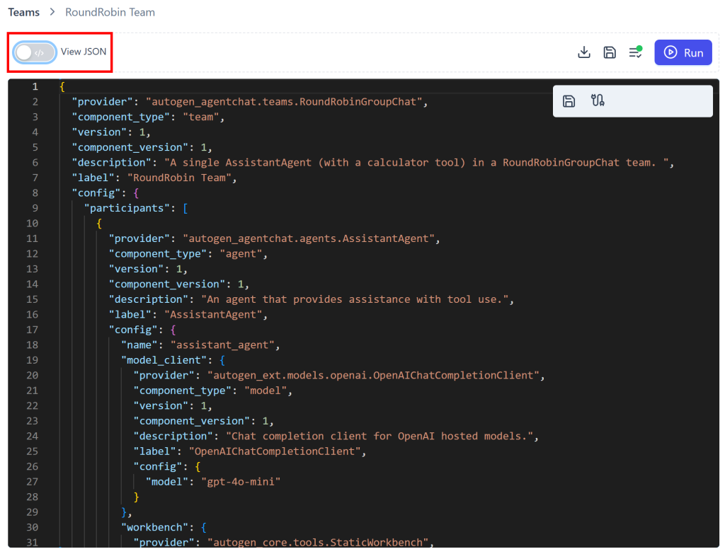 启用“View JSON”模式