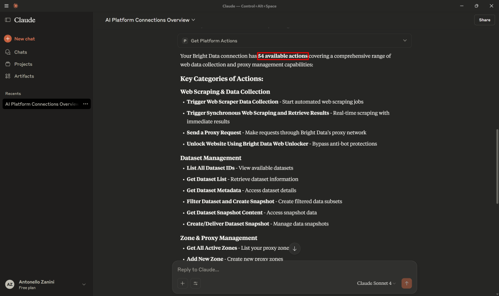 通过 Pica MCP 在 Claude 中可用的 Bright Data 动作