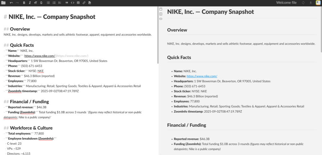 在 Markdown 查看器中显示的 AI 生成报告