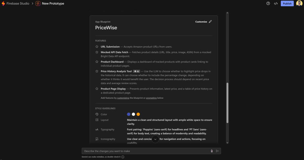 生成的应用蓝图