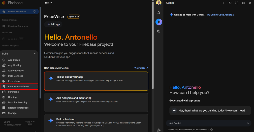 选择 “Firestore Database” 选项