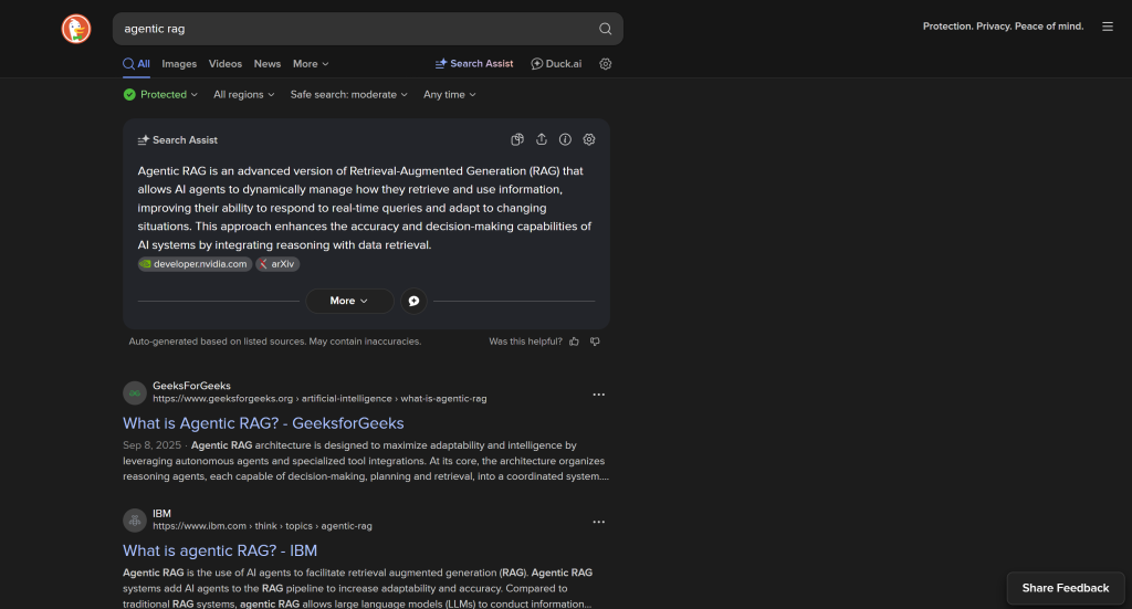 DuckDuckGo 动态 SERP 版本示例