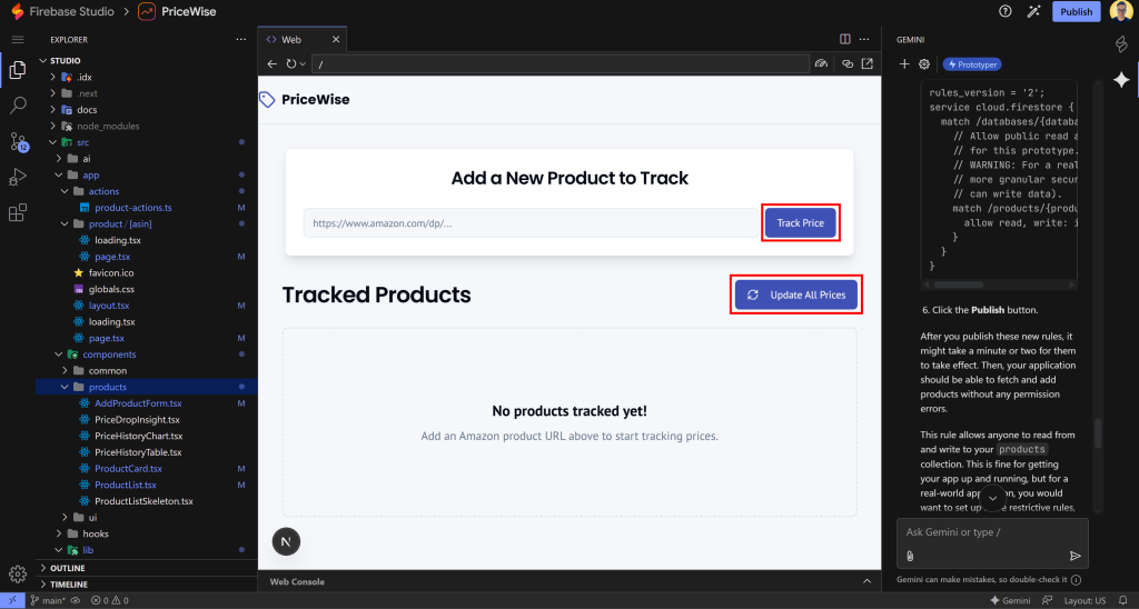 “Track Price” 和 “Update All Prices” 按钮