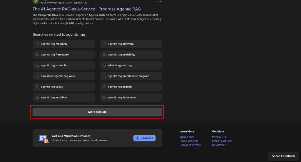 “More Results(更多结果)”按钮