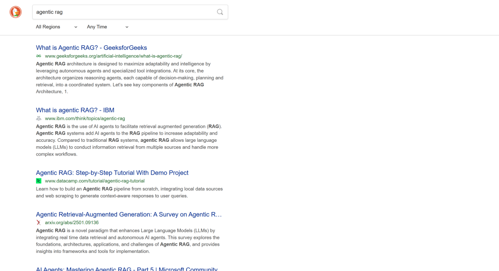 DuckDuckGo 静态 SERP 版本示例