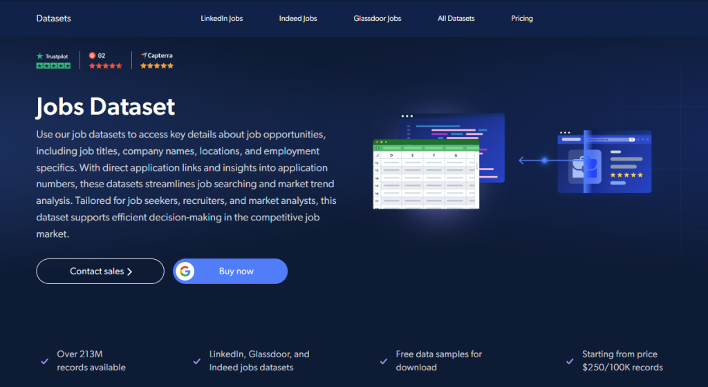 Bright Data 的职位发布数据集页面（还有许多抓取器）