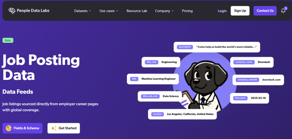 People Data Labs 职位发布数据页面