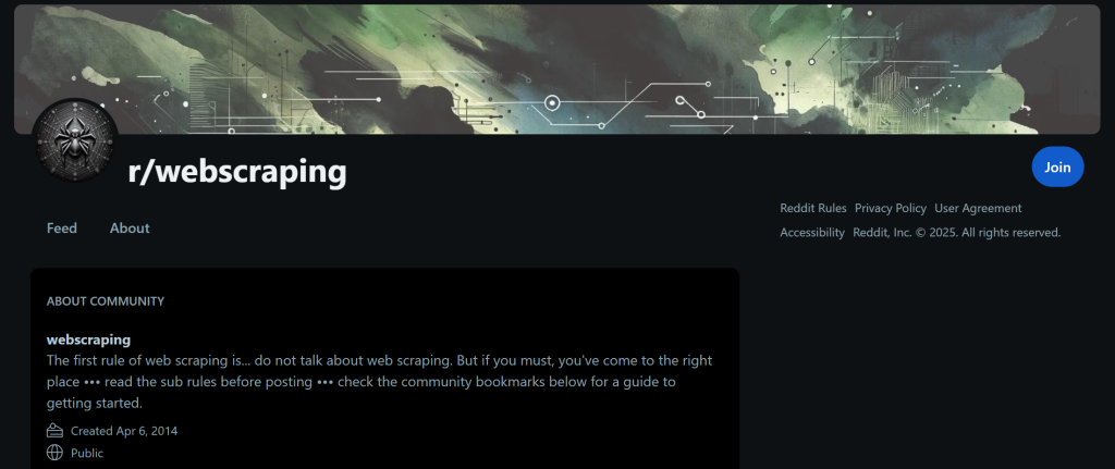 r/webscraping 子版块的 /about 页面
