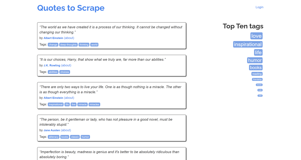 目标 “Quotes to Scrape” 页面